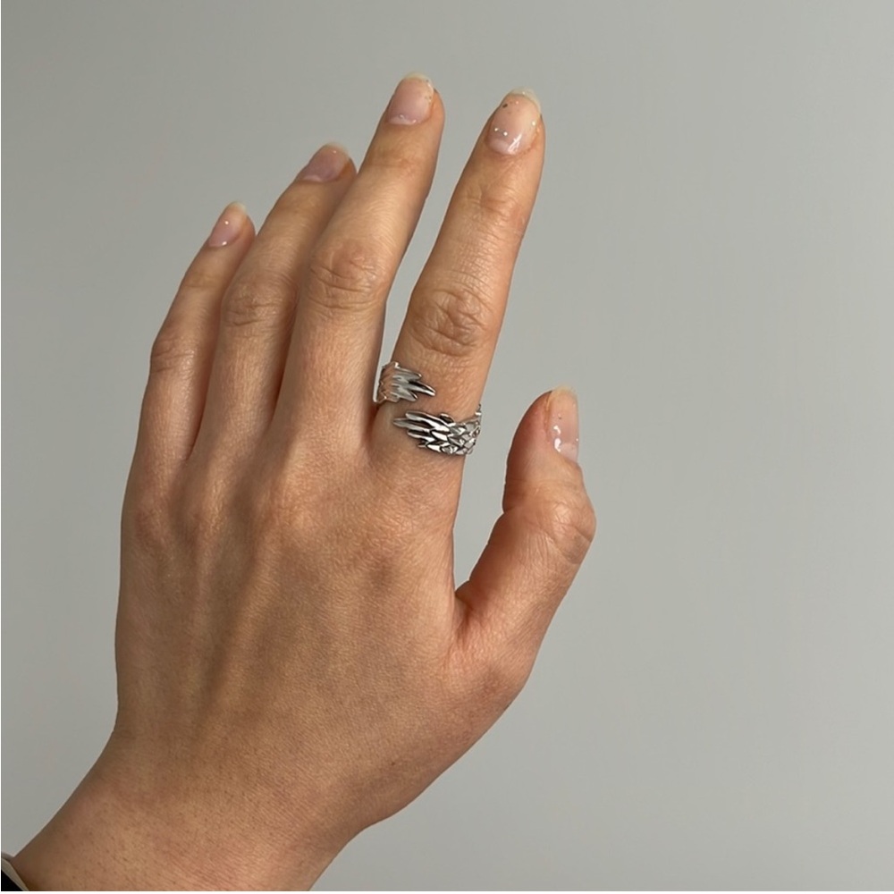 925 sterling silver winged ring adjustable